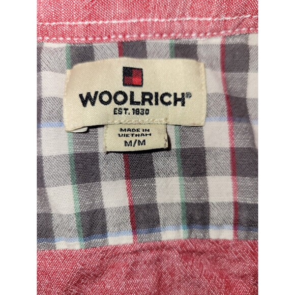 Woolrich‎ Shirt Mens Medium Short Sleeve Lightweight Button Front Casual Red - Picture 3 of 6